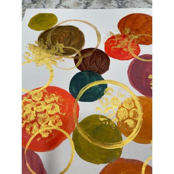 Hand made watercolor original painting abstract waves 12x9 - Picture 3 of 4